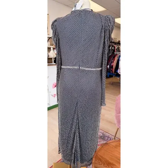 NWT SZ 16 Mac Duggal Beaded Puff Sleeve Sheath Dress 93674
